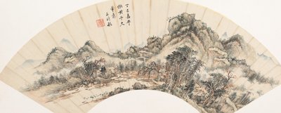 Landscape after Huang Gongwang, dated 1677. af Wang Shimin