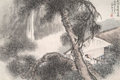 Læsning i Afsondret Pine Studio (Song yin an) af Wang Su