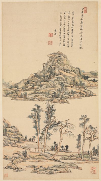 Landskab i Ni Zans farvestil, 1707. af Wang Yuanqi