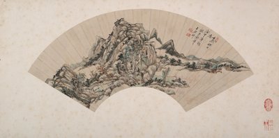 Landskab i stil med Huang Gongwang af Wang Yuanqi