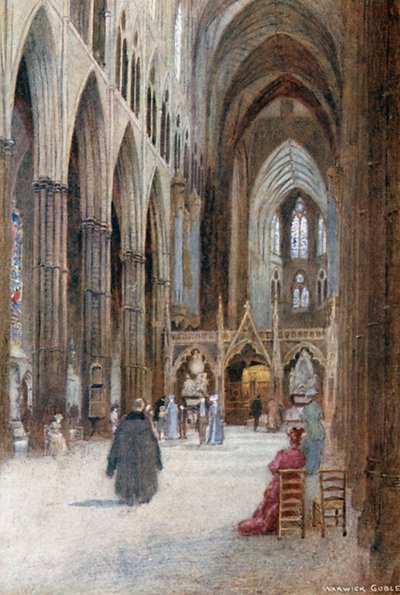 Westminster Abbey: Nave and Choir from the West (farvelitografi) af Warwick (after) Goble