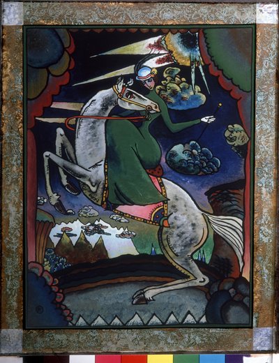 Amazonas i Bjerget.; Værk af Wassily Kandinsky (eller Wassily Kandinski eller Kandinskij af Wassily Kandinsky