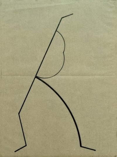 Analytisk tegning baseret på fotos af den dansende Palucca, lige linjer, der stræber opad baseret på simple kurver af Wassily Kandinsky