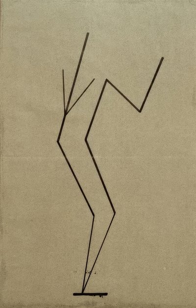 Analytisk tegning baseret på fotos af den dansende Palucca, parallel konstruktion fra et punkt nedenfor af Wassily Kandinsky