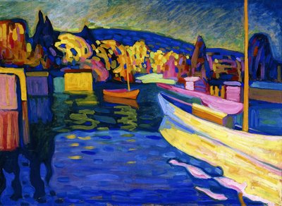 Efterårslandskab med både af Wassily Kandinsky