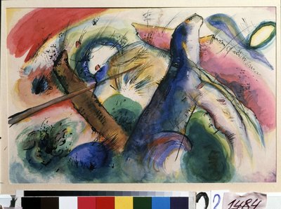 ""Komposition E"" Akvarel af Vassily Kandinsky (eller Wassily Kandinsky eller Kandinskyj af Wassily Kandinsky