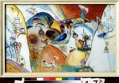 ""Ladies in Crinoline"" Akvarel af Vassily Kandinsky (eller Wassily Kandinsky eller Kandinskyj af Wassily Kandinsky