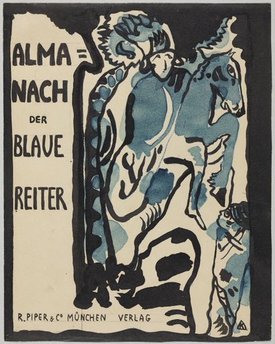 Endeligt design til omslaget til Der Blaue Reiter almanak af Wassily Kandinsky