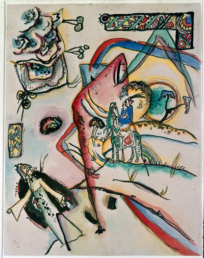 Ekspressionisme: "" Rytteren"" Maleri af Vassily Kandinsky (eller Wassily Kandinsky eller Kandinsky, 1866-1944). 1916 New York, Museum of Modern Art af Wassily Kandinsky