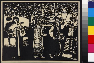 Women in the Woods (Women in the Woods), af Kandinsky, Wassily Vasilyevich (1866-1944). Træsnit af Wassily Kandinsky