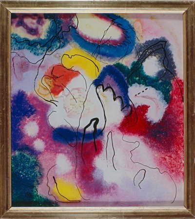 Glasbillede med rød plet af Wassily Kandinsky