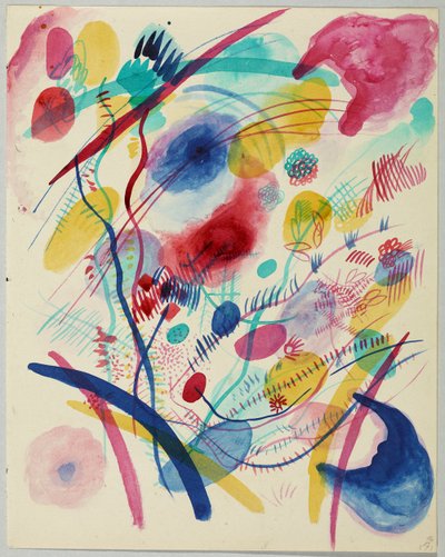 Sammensætning i rød, blå, grøn og gul af Wassily Kandinsky