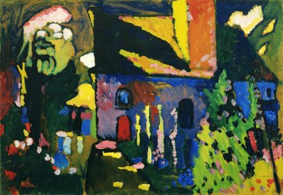 ""Kirken i Murnau"" Maleri af Vassily Kandinsky (eller Wassily Kandinski eller Kandinskij af Wassily Kandinsky