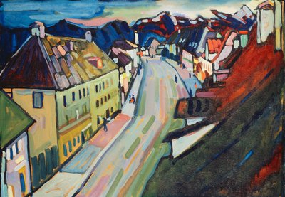 Murnau-øvre markedsgade; Marnau Obermarkt af Wassily Kandinsky