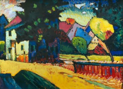 Murnau - landskab med et grønt hus af Wassily Kandinsky