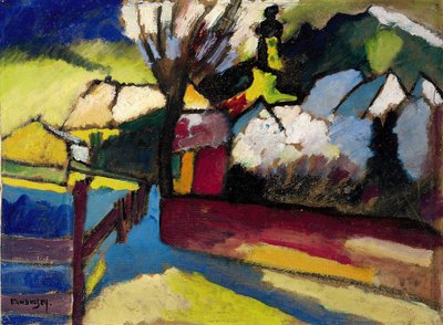 ""Efterårslandskab med træ"" Maleri af Wassily Kandinsky (eller Wassily Kandinski eller Kandinskij af Wassily Kandinsky