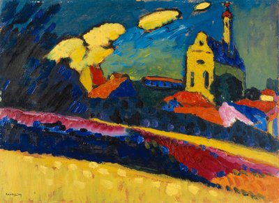 Studie for Murnau - Landskab med kirke, 1909. af Wassily Kandinsky