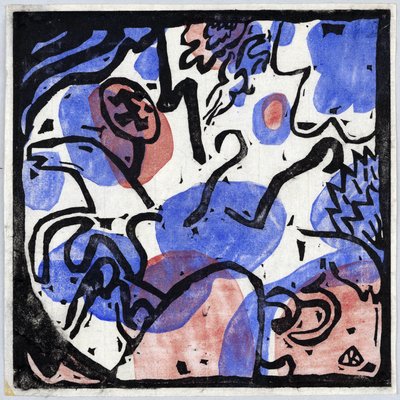 ""Tre ryttere i rødt, blåt og sort"" Maleri af Wassily Kandinsky (eller Wassily Kandinski eller Kandinskij af Wassily Kandinsky