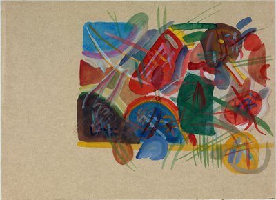 Akvarel med skov og regnbue, 1913. af Wassily Kandinsky