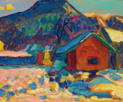 Vinterstudie med bjerg. 1908 af Wassily Kandinsky