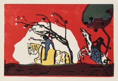 Zwei Reiter vor Rot af Wassily Kandinsky
