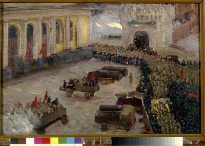 Den russiske revolution i februar 1917 til Moskva. (Februarrevolutionen i Moskva). Maleri af Vasily Nikitich Meshkov (1868-1946) af Wassily Meshkov