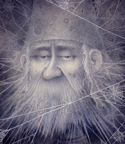Merlin forvandlet til sten, 2000 (blandede medier) af Wayne Anderson