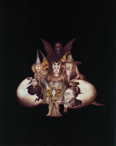 Other World Characters Emerging from Egg or The Birth of Fairyland (blyant og farvekridt på papir) af Wayne Anderson
