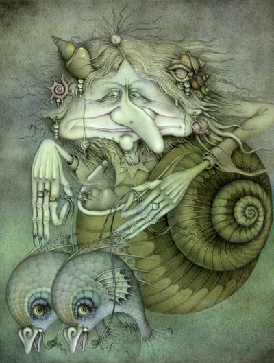 Sea Witch (blyant og farvekridt på papir) af Wayne Anderson