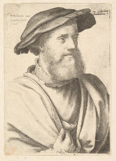 En skægget mand efter Hans Holbein, 1646. af Wenceslaus Hollar