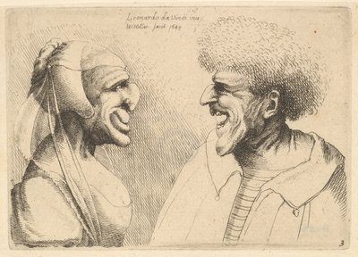 Et deformeret par over for hinanden, 1645. af Wenceslaus Hollar