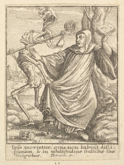 Abbed, fra Dødedansen, 1651. af Wenceslaus Hollar