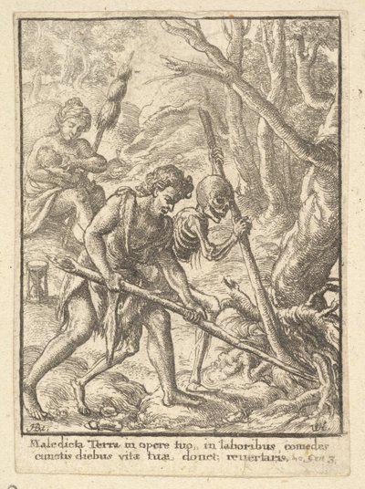Adam Pløjning fra Dødedansen, 1651. af Wenceslaus Hollar