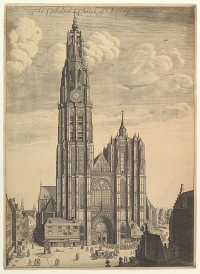 Antwerp Cathedral Prospectus Tvrris Ecclesiæ Cathedralis, 1649 af Wenceslaus Hollar