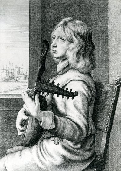 Barok lutspiller af Wenceslaus Hollar