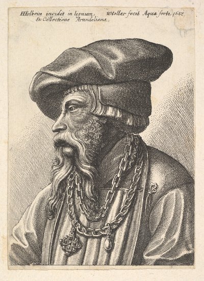Skægget mand med kædehalskæde, 1647. af Wenceslaus Hollar