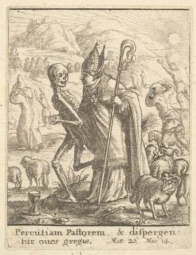 Biskop, fra Dødedansen, 1651. af Wenceslaus Hollar