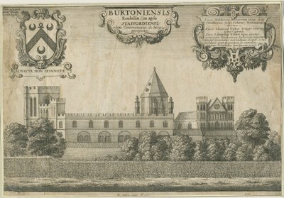 Burton-upon-Trent Abbey: kobberpladegravering, 1661 af Wenceslaus Hollar