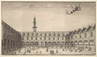 Byrsa of London, almindeligvis kendt som Royal Exchange, Royal Exchange, London, ca. 1647 af Wenceslaus Hollar