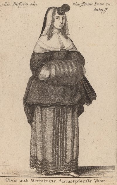Hustru til en borger eller købmand i Antwerpen, 1650. af Wenceslaus Hollar