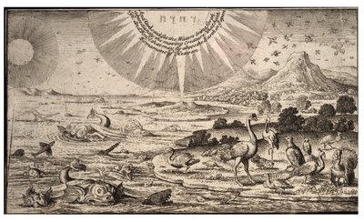 Oprettelse af fugle og fisk. Tilstand 1 af Wenceslaus Hollar