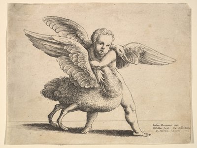 Amor og svanen, 1652. af Wenceslaus Hollar