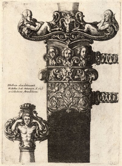 Dolk og skede, efter tegning af Hans Holbein af Wenceslaus Hollar