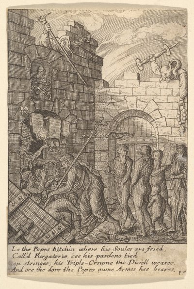 Nedstigning til helvede, 1625-77. af Wenceslaus Hollar