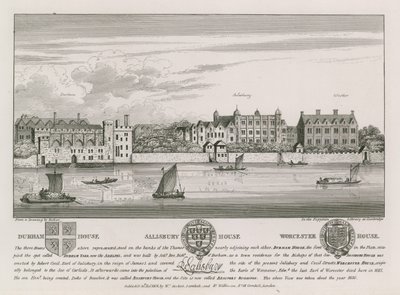 Durham House, Salisbury House og Worcester House af Wenceslaus Hollar