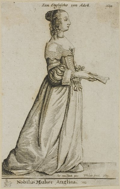 engelsk adelskvinde af Wenceslaus Hollar
