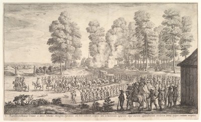 Greven af Thurns og taxaers indtog i Hemissen, ca. 1651. af Wenceslaus Hollar