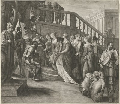 Ester foran Ahasverus af Wenceslaus Hollar