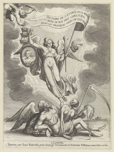 Faam overvint de tijd en de dood Historien om indtoget af den mest kristne konges dronningemoder i de forenede provinser i de lave lande (serietitel på objektet) af Wenceslaus Hollar