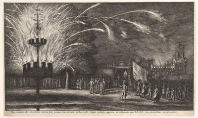 Fyrværkeri ved Hemissem, 1625-77. af Wenceslaus Hollar